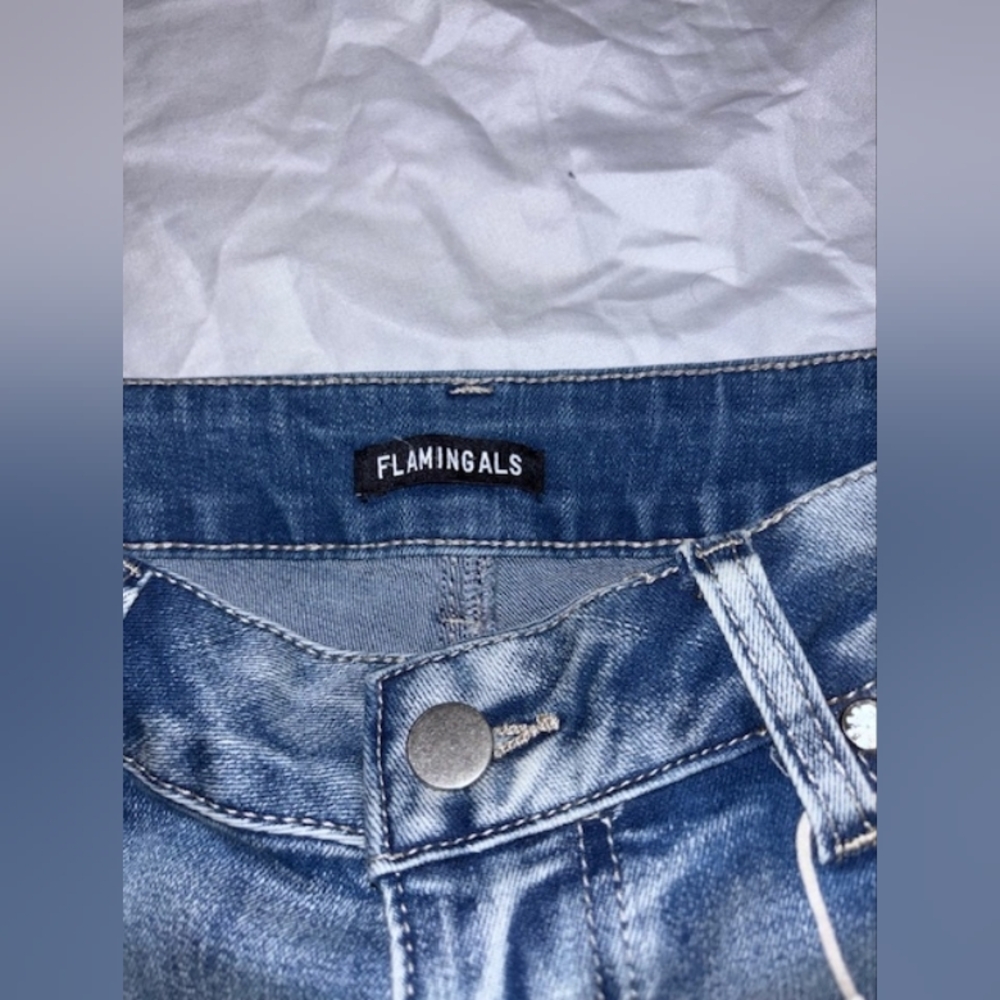 Women’s Light Blue Embroidered Boyfriend Jeans - Floral Detail - Picture 5 of 5